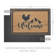 Down Home Hen & Chicks Coir Welcome Rug Rect 20x30