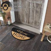 Welcome To Our Home Black Tan Coir Rug Half Circle 16.5x33