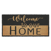 Welcome To Our Home Black Tan Coir Rug Rect 17x36