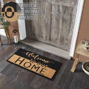 Welcome To Our Home Black Tan Coir Rug Rect 17x36