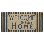 Welcome To Our Home Charcoal Stripes Coir Rug Rect 17x36