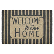 Welcome To Our Home Charcoal Stripes Coir Rug Rect 20x30