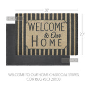 Welcome To Our Home Charcoal Stripes Coir Rug Rect 20x30