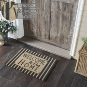 Welcome To Our Home Charcoal Stripes Coir Rug Rect 20x30