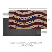RWB Flag Stripes Coir Welcome Rug Rect 17x36