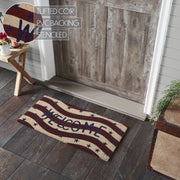 RWB Flag Stripes Coir Welcome Rug Rect 17x36