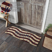 RWB Flag Stripes Coir Welcome Rug Rect 17x48