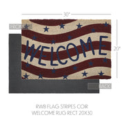 RWB Flag Stripes Coir Welcome Rug Rect 20x30
