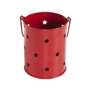 Starry Night Red Metal Candle Holder 3.75x3x3