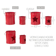 Patriotic Star Barn Red Metal Candle Holder Set of 2 - 5.5/3.5 inch