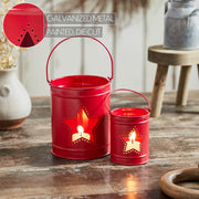 Patriotic Star Barn Red Metal Candle Holder Set of 2 - 5.5/3.5 inch