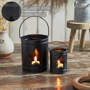 Patriotic Star Black Metal Candle Holder Set of 2 - 5.5/3.5 inch