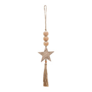 Natural Beads Star & Tassel Ornament 10x3