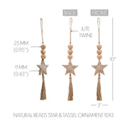 Natural Beads Star & Tassel Ornament 10x3
