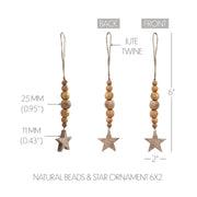 Natural Beads & Star Ornament 6x2