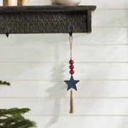 Red Beads Blue Star & Tassel Ornament 10x3