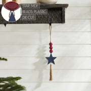 Red Beads Blue Star & Tassel Ornament 10x3