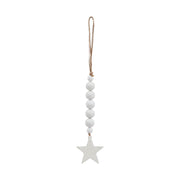 White Beads & Star Ornament 6x2