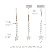 White Beads & Star Ornament 6x2