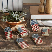 My Country Americana Tag Ornaments w/ Twines 5x2.5x0.5 Sets of 6