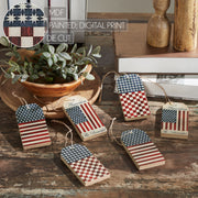 My Country Americana Tag Ornaments w/ Twines 5x2.5x0.5 Sets of 6