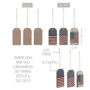 My Country Americana Tag Ornaments w/ Twines 5x2.5x0.5 Sets of 6