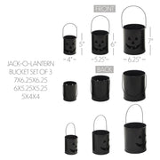 Jack-O-Lantern Bucket Set of 3 - 5/6/7 inch