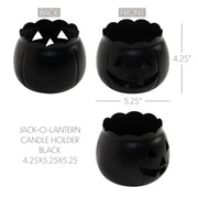 Jack-O-Lantern Candle Holder Black 4.25x5.25x5.25