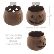 Jack-O-Lantern Candle Holder Bronze 4.25x5.25x5.25