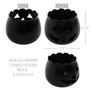 Jack-O-Lantern Candle Holder Black 6.25x7.5x7.5