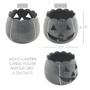 Jack-O-Lantern Candle Holder Antique Grey 6.25x7.5x7.5