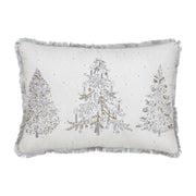 White Christmas Silver and Gold Embroidered Pillow with Beads 14x20
