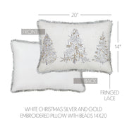White Christmas Silver and Gold Embroidered Pillow with Beads 14x20
