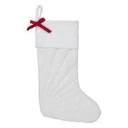 Quilted White Velvet Stocking with Red Bow 11x18