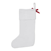 Quilted White Velvet Stocking with Red Bow 11x18