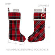 Red and Black Tartan Plaid Stocking 11x18
