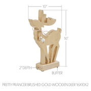 Pretty Prancer Brushed Gold Wooden Deer 16x10x2