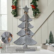 Starry Pine Distressed Grey Wooden Tree 17x8.75x2