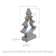 Jinglewood Distressed Grey Wooden Tree 9x6x2