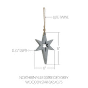 Northern Yule Distressed Grey Wooden Star 8x6x0.75
