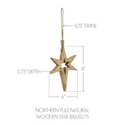 Northern Yule Natural Wooden Star 8x6x0.75