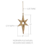 Northern Yule Natural Wooden Star 12x8x0.75