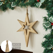 Northern Yule Natural Wooden Star 12x8x0.75