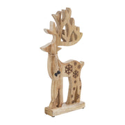 Natural Wooden Snowflake Reindeer 16x8x2