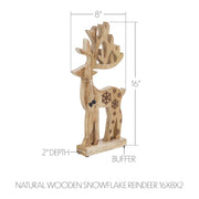 Natural Wooden Snowflake Reindeer 16x8x2