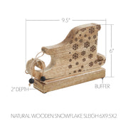 Natural Wooden Snowflake Sleigh 6x9.5x2