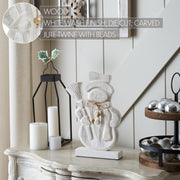 Blizzard Bliss Distressed White Wooden Snowman 13x9x2