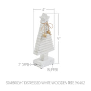 Starbright Distressed White Wooden Tree 9x4x2