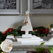 Starbright Distressed White Wooden Tree 9x4x2