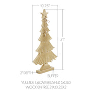 Yuletide Glow Brushed Gold Wooden Tree 21x10.25x2